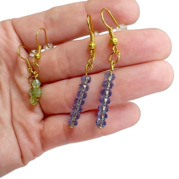 Lot of 8 Colorful Faceted Dangle Drop Pierced Earrings - Picture 8 of 9